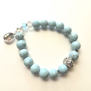 Turquoise Beaded Bracelet with Silver Charm